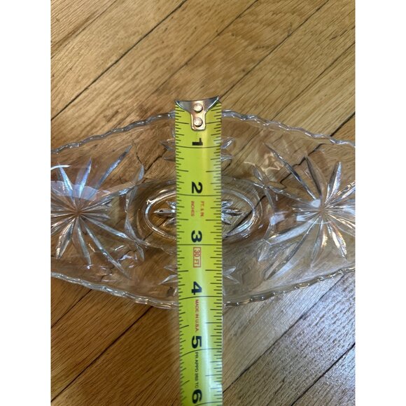 VTG Anchor Hocking EAPC Starburst Banana Split Dish Pressed Glass Relish Bowl 9" - Picture 5 of 5